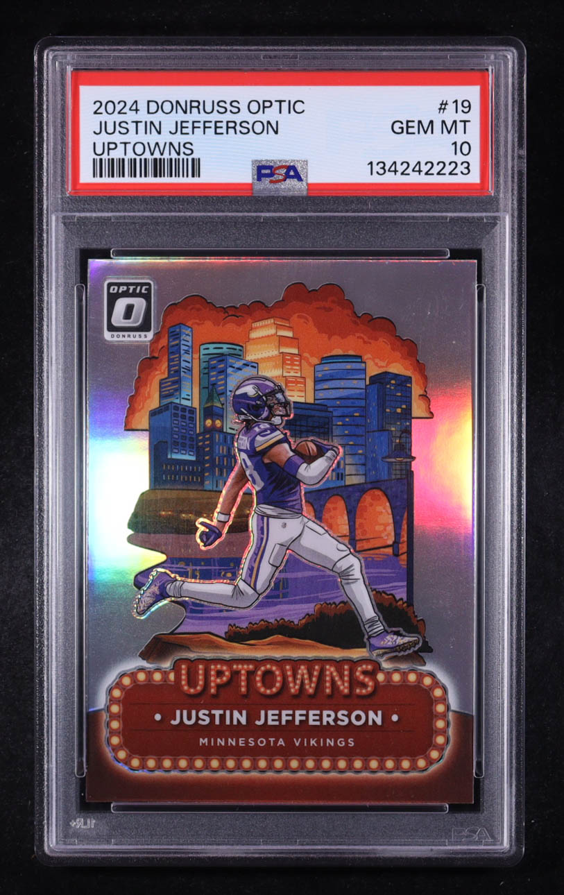 Justin Jefferson 2024 Donruss Optic Uptowns #19 (PSA 10) at PristineAuction.com Justin Jefferson 2024 Donruss Optic Uptowns #19 (PSA 10) at PristineAuction.com
