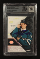 Macklin Celebrini Signed 2024-25 Exquisite Collection Rookie Draft Day #RDDMC #132/349 RC (Beckett | Auto Grade BGS 10) at PristineAuction.com