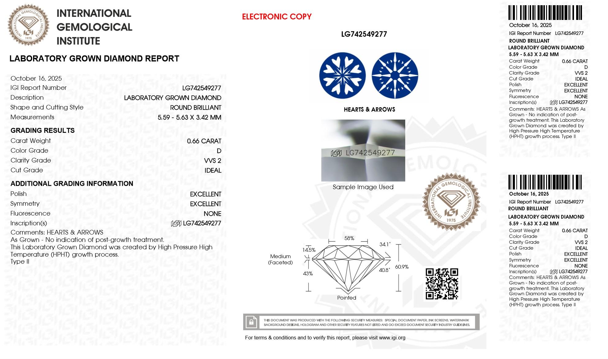 1.32 Carats Lab Grown Diamond Stud Earrings D, VVS2 | $2,500 Estimated Retail Value (UGL & IGI Certs) | Brand New) | Hearts & Arrows Cut at PristineAuction.com 1.32 Carats Lab Grown Diamond Stud Earrings D, VVS2 | $2,500 Estimated Retail Value (UGL & IGI Certs) | Brand New) | Hearts & Arrows Cut at PristineAuction.com