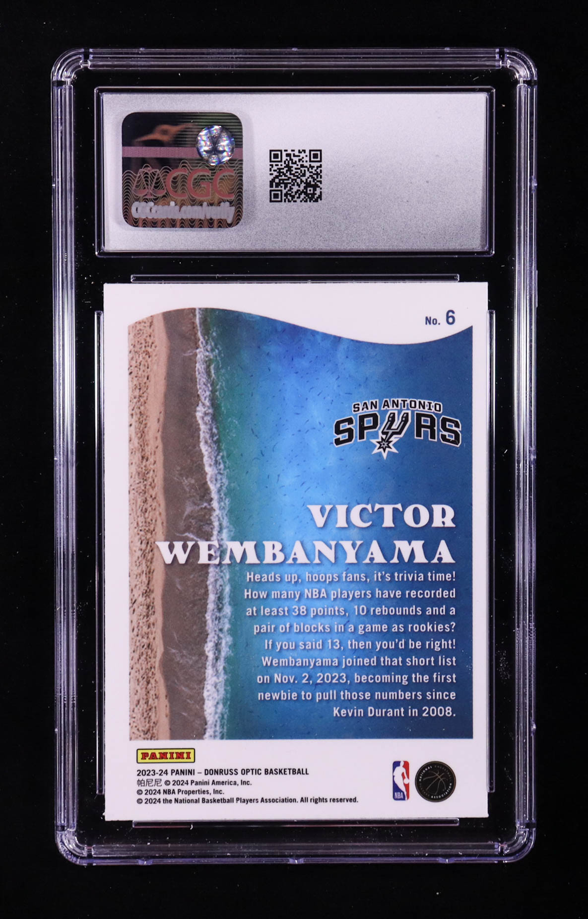 Victor Wembanyama 2023-24 Donruss Optic Splash! #6 RC (CGC 10) at PristineAuction.com Victor Wembanyama 2023-24 Donruss Optic Splash! #6 RC (CGC 10) at PristineAuction.com