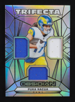 Puka Nacua 2024 Panini Obsidian Trifecta Swatches Silver #34 #36/99 at PristineAuction.com