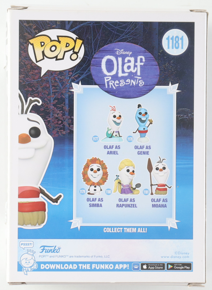 Josh Gad Signed "Disney Olaf Presents" #1181 Olaf As Moana Funko Pop! Vinyl Figure Inscribed "Olaf" (JSA) at PristineAuction.com Josh Gad Signed "Disney Olaf Presents" #1181 Olaf As Moana Funko Pop! Vinyl Figure Inscribed "Olaf" (JSA) at PristineAuction.com