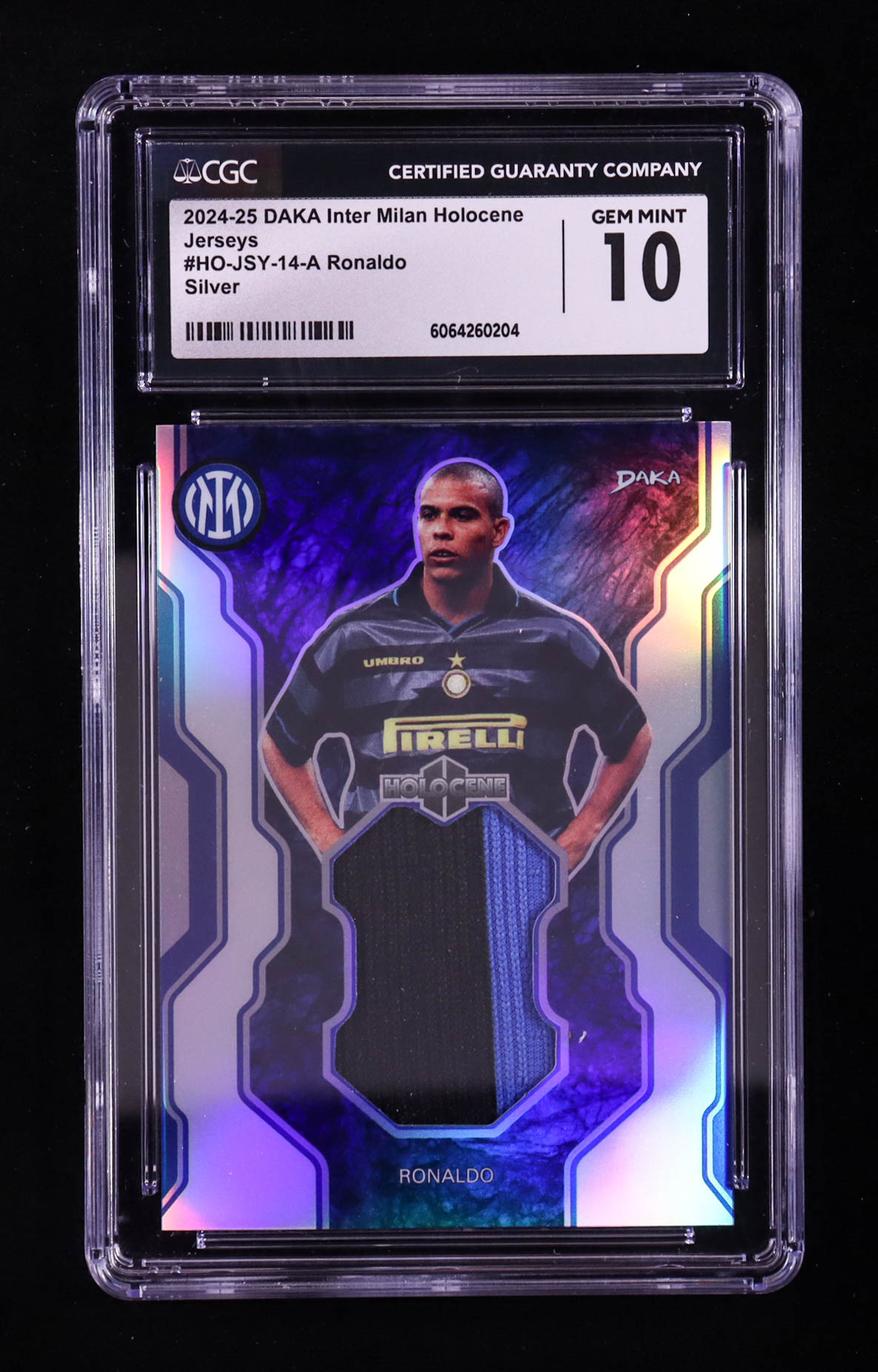 Ronaldo 2024-25 DAKA Inter Milan Holocene Jerseys Silver #HOJSY14A #34/45 (CGC 10) at PristineAuction.com Ronaldo 2024-25 DAKA Inter Milan Holocene Jerseys Silver #HOJSY14A #34/45 (CGC 10) at PristineAuction.com
