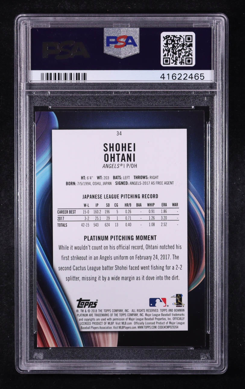 Shohei Ohtani 2018 Bowman Platinum #34 RC (PSA 9) at PristineAuction.com Shohei Ohtani 2018 Bowman Platinum #34 RC (PSA 9) at PristineAuction.com