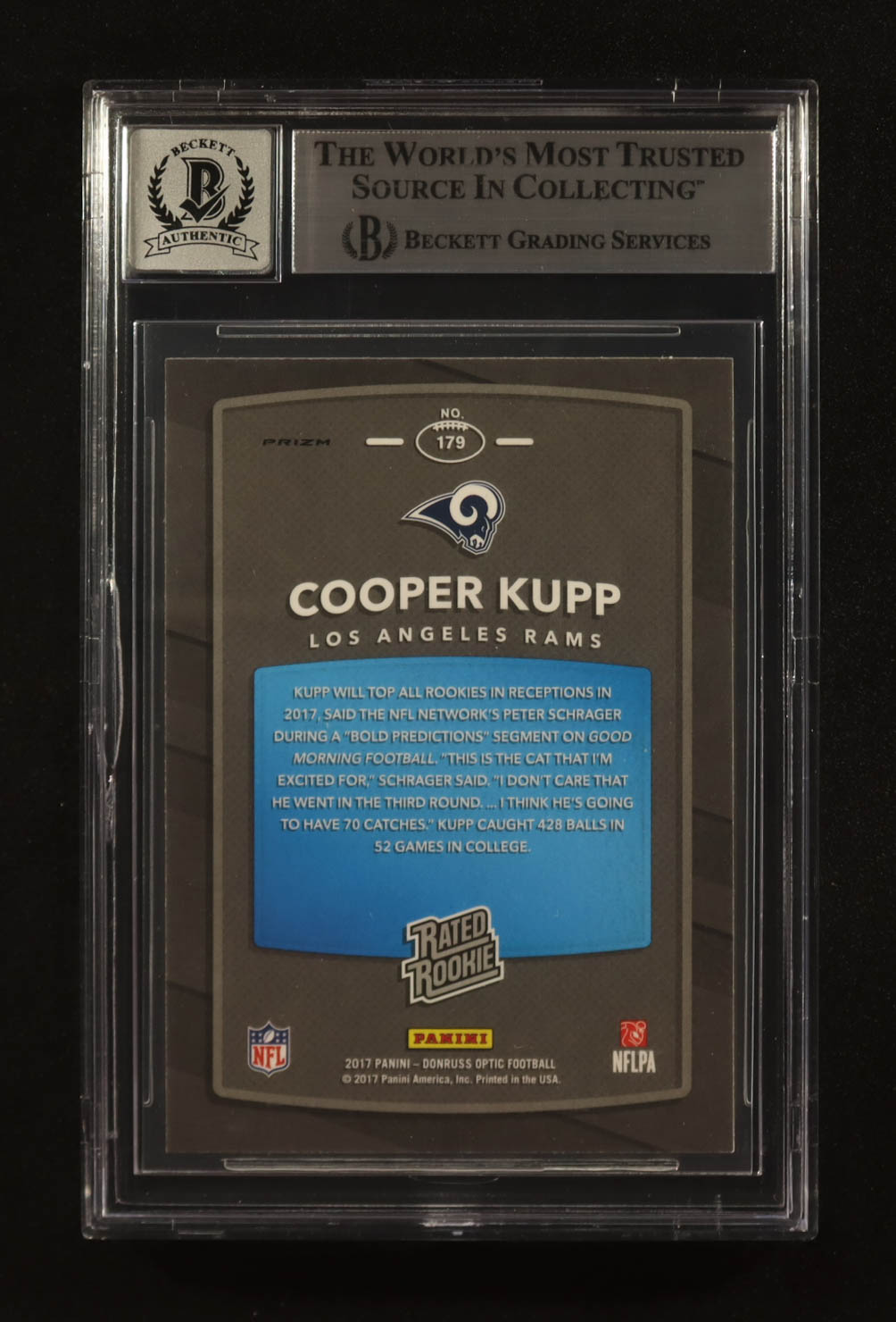 Cooper Kupp Signed 2017 Donruss Optic Red and Yellow #179 RR RC (Beckett | Auto Grade BGS 10) at PristineAuction.com Cooper Kupp Signed 2017 Donruss Optic Red and Yellow #179 RR RC (Beckett | Auto Grade BGS 10) at PristineAuction.com