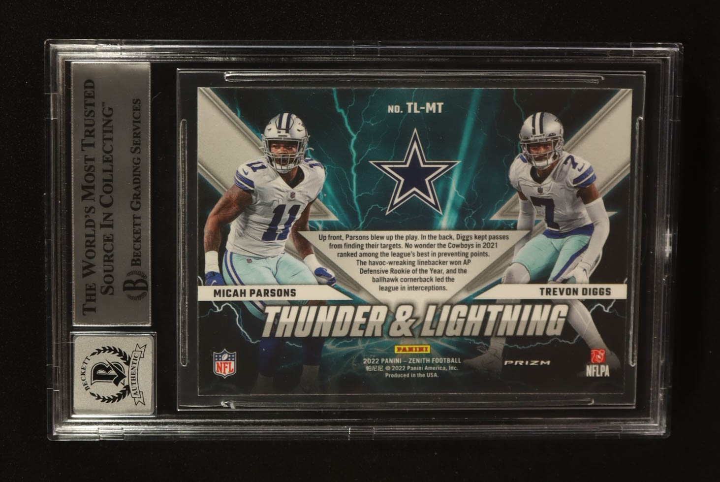 Micah Parsons & Trevon Diggs Signed 2022 Zenith Thunder and Lightning Red #2 (Beckett | Auto Grade BGS 10) at PristineAuction.com Micah Parsons & Trevon Diggs Signed 2022 Zenith Thunder and Lightning Red #2 (Beckett | Auto Grade BGS 10) at PristineAuction.com