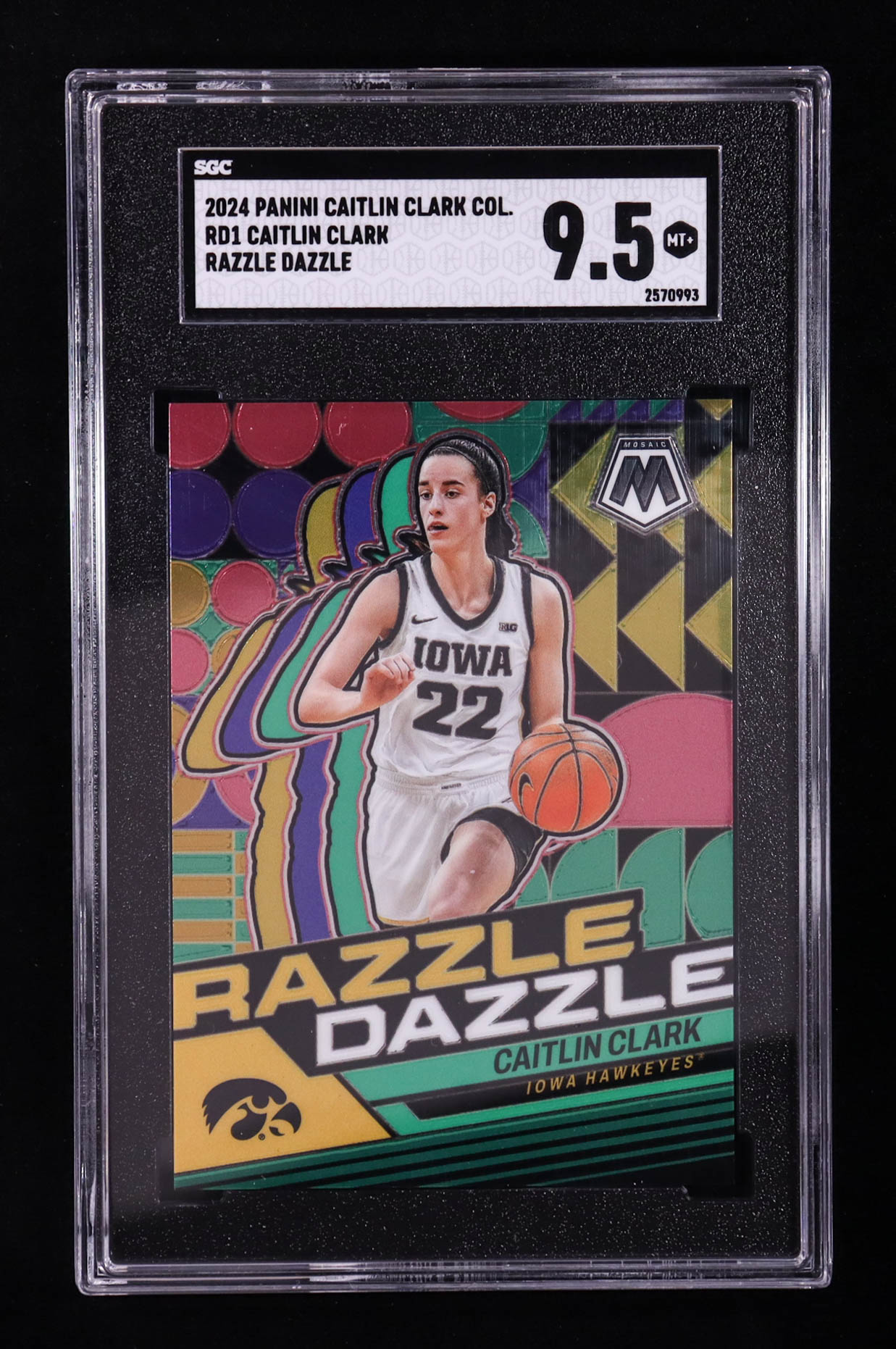 Caitlin Clark 2024 Panini Caitlin Clark Collection Mosaic Razzle Dazzle #RD1 RC (SGC 9.5) at PristineAuction.com Caitlin Clark 2024 Panini Caitlin Clark Collection Mosaic Razzle Dazzle #RD1 RC (SGC 9.5) at PristineAuction.com