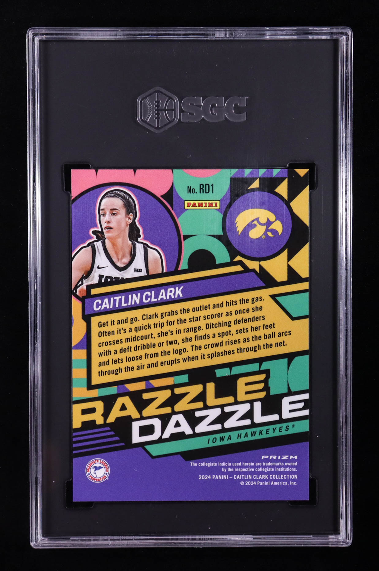 Caitlin Clark 2024 Panini Caitlin Clark Collection Mosaic Razzle Dazzle #RD1 RC (SGC 9.5) at PristineAuction.com Caitlin Clark 2024 Panini Caitlin Clark Collection Mosaic Razzle Dazzle #RD1 RC (SGC 9.5) at PristineAuction.com