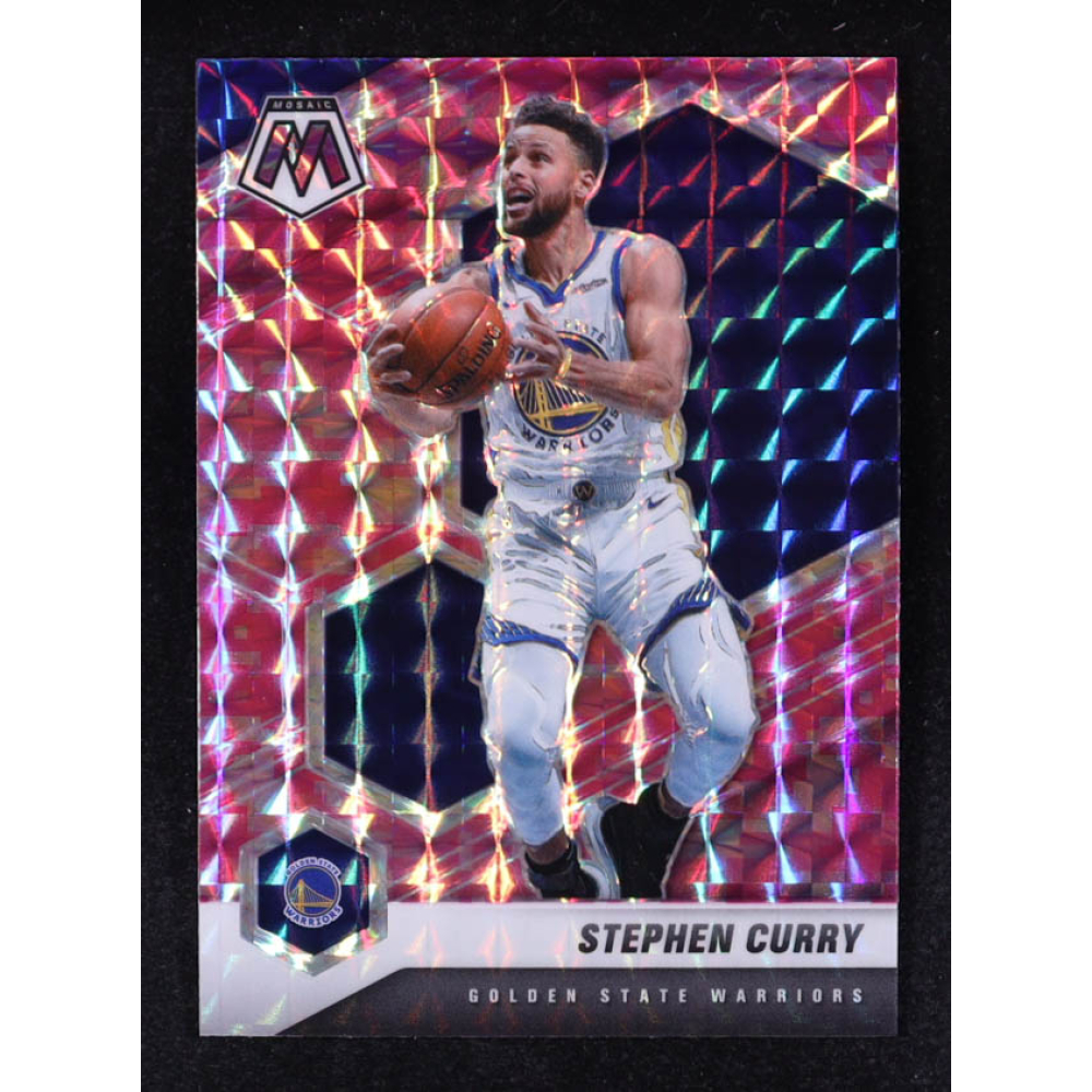 Stephen Curry 2020-21 Panini Mosaic Mosaic Camo Pink #175 at PristineAuction.com