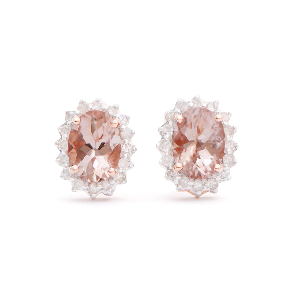 1.82 CTW Natural Morganite & Diamonds 14K Rose Gold Pair of Designer Earrings | Estimated Value $7,649 (AMG) at PristineAuction.com
