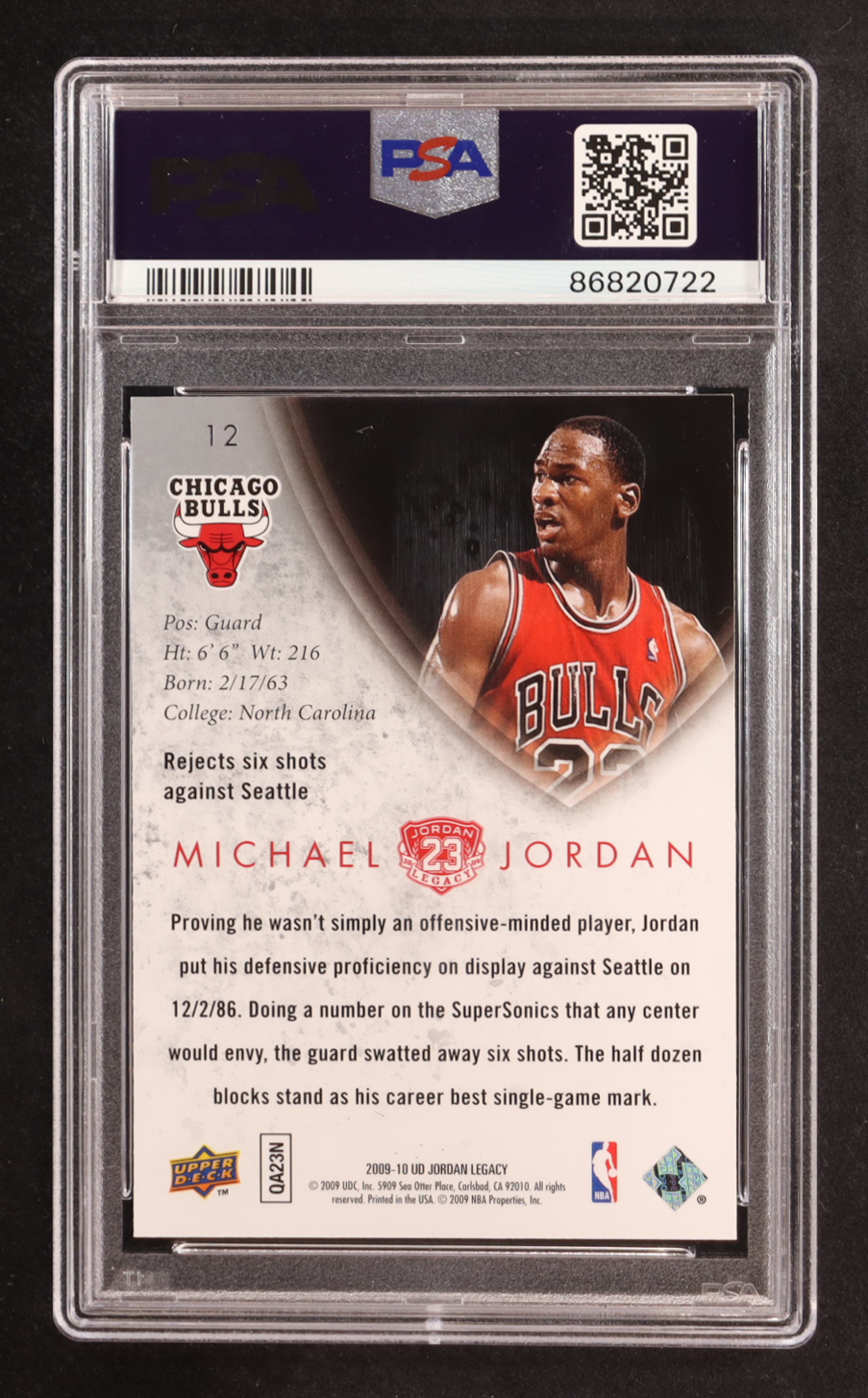 Michael Jordan 2009-10 Upper Deck Michael Jordan Legacy Collection Gold #12 (PSA 9) at PristineAuction.com Michael Jordan 2009-10 Upper Deck Michael Jordan Legacy Collection Gold #12 (PSA 9) at PristineAuction.com