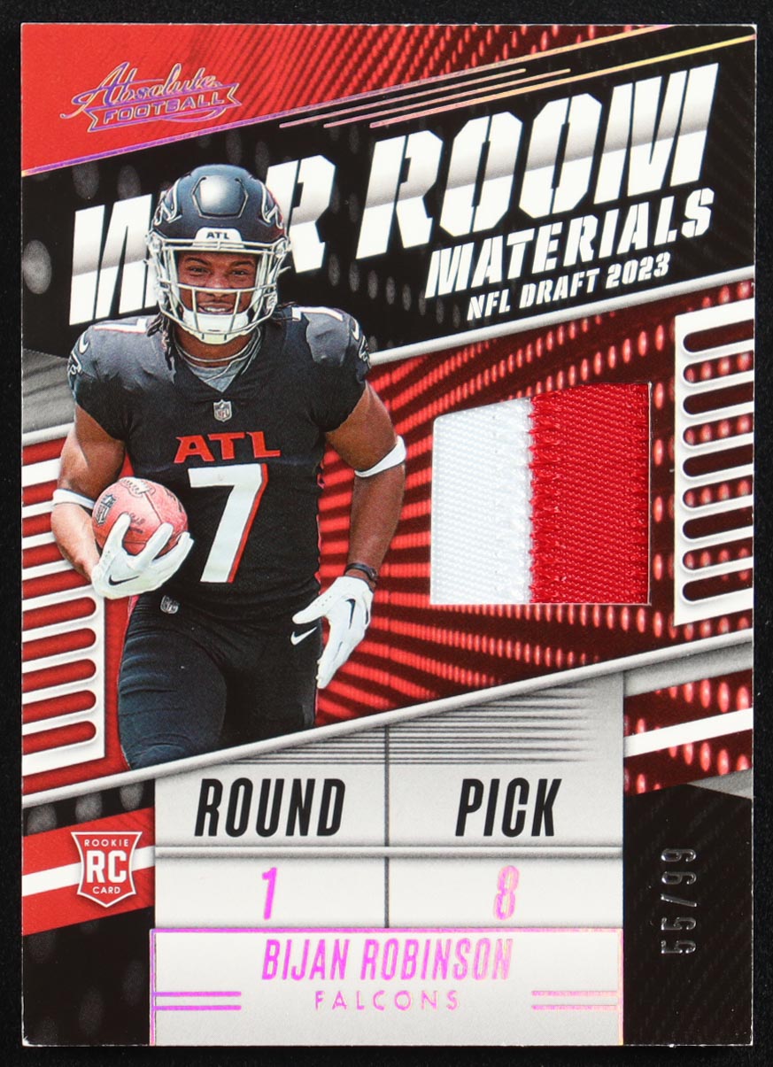 Bijan Robinson 2023 Absolute War Room Materials Gold #3 RC #55/99 at PristineAuction.com Bijan Robinson 2023 Absolute War Room Materials Gold #3 RC #55/99 at PristineAuction.com