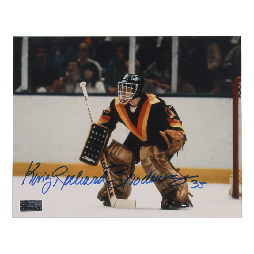 "King" Richard Brodeur Signed Canucks 8x10 Photo (Premium Autographs) at PristineAuction.com "King" Richard Brodeur Signed Canucks 8x10 Photo (Premium Autographs) at PristineAuction.com