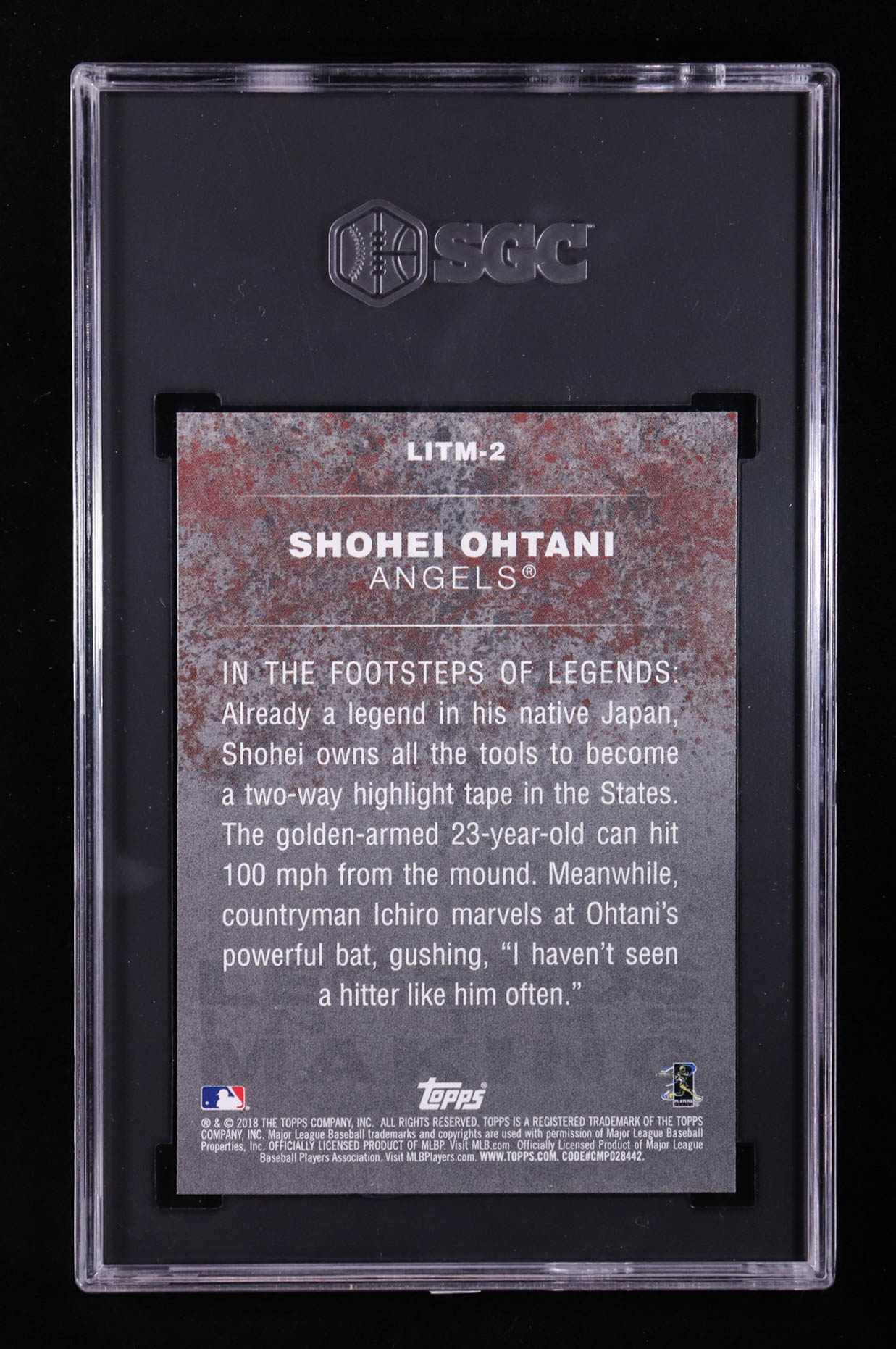 Shohei Ohtani 2018 Topps Legends in the Making Series 2 Black #LITM2 RC (SGC 10) at PristineAuction.com Shohei Ohtani 2018 Topps Legends in the Making Series 2 Black #LITM2 RC (SGC 10) at PristineAuction.com
