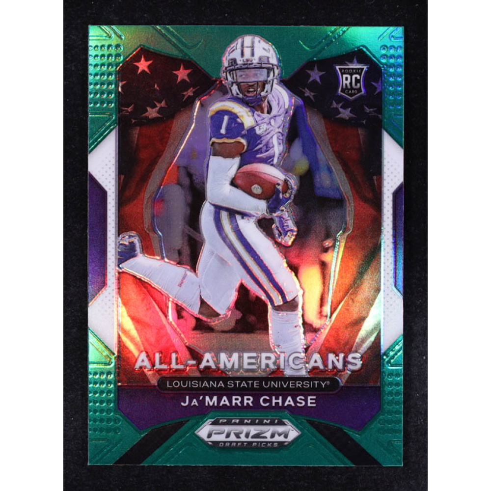 Ja'Marr Chase 2021 Panini Prizm Draft Picks Prizms Green AA #185 RC at PristineAuction.com