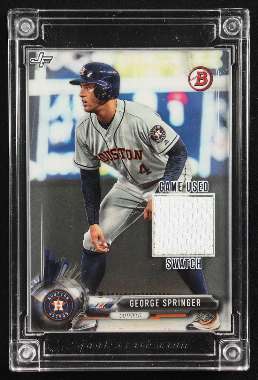 George Springer 2022 Sportscards.com Jersey Fusion Game-Used Swatch #GS19 at PristineAuction.com George Springer 2022 Sportscards.com Jersey Fusion Game-Used Swatch #GS19 at PristineAuction.com