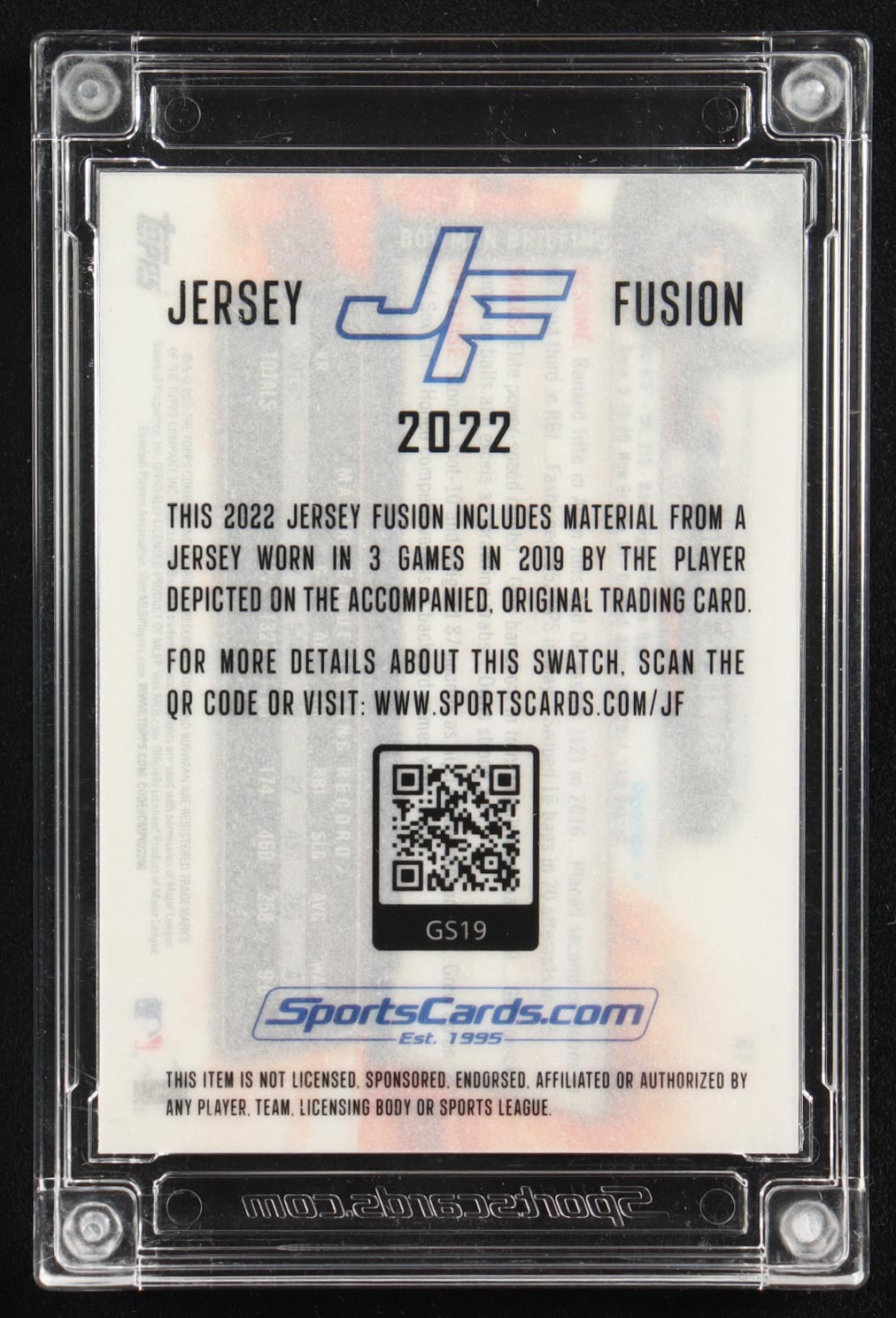 George Springer 2022 Sportscards.com Jersey Fusion Game-Used Swatch #GS19 at PristineAuction.com George Springer 2022 Sportscards.com Jersey Fusion Game-Used Swatch #GS19 at PristineAuction.com