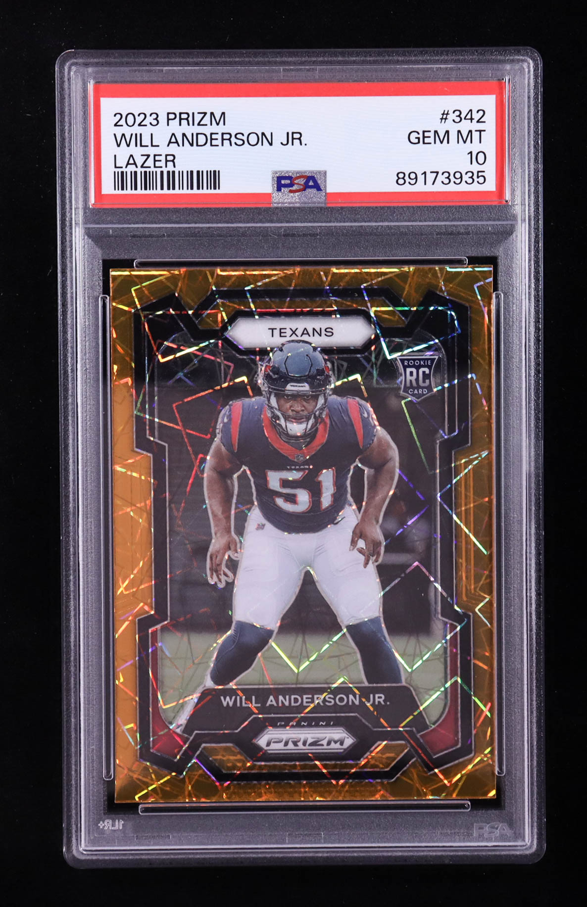 Will Anderson Jr. 2023 Panini Prizm Prizms Orange Lazer #342 RC (PSA 10) at PristineAuction.com Will Anderson Jr. 2023 Panini Prizm Prizms Orange Lazer #342 RC (PSA 10) at PristineAuction.com