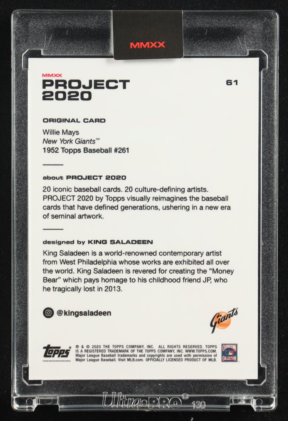 Willie Mays 2020 Topps Project 2020 #61 / King Saladeen at PristineAuction.com Willie Mays 2020 Topps Project 2020 #61 / King Saladeen at PristineAuction.com