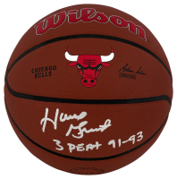 Horace Grant Signed Bulls Logo NBA Basketball Inscribed "3-Peat 91-93" (Schwartz) at PristineAuction.com