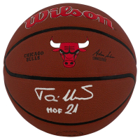 Toni Kukoc Signed Bulls Logo Basketball Inscribed "HOF 21" (Schwartz) at PristineAuction.com
