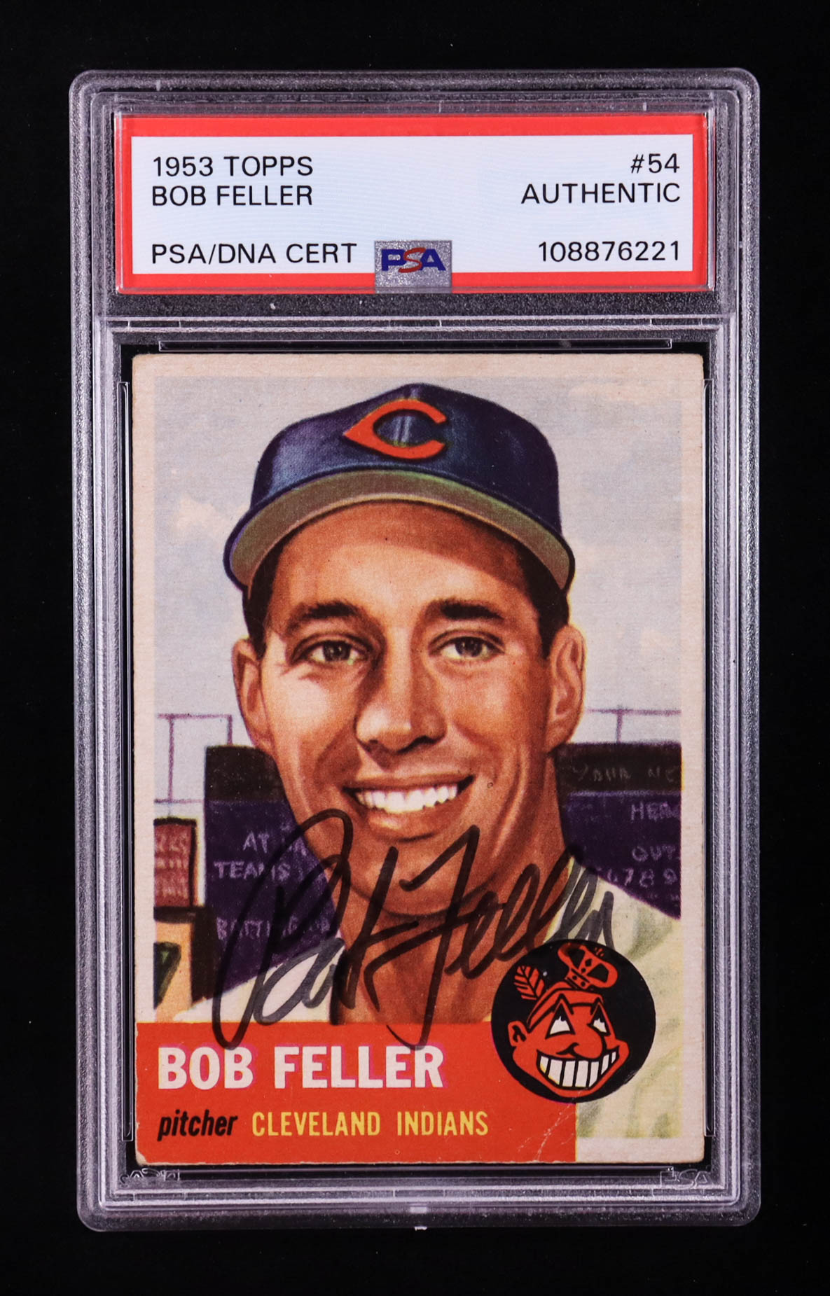 Bob Feller Signed 1953 Topps #54 DP (PSA) at PristineAuction.com Bob Feller Signed 1953 Topps #54 DP (PSA) at PristineAuction.com