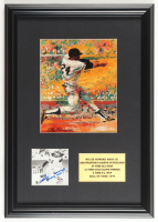 Willie Mays Signed Giants Custom Framed Photo Display with Leroy Neiman Art Print & Stat Plaque (PSA) at PristineAuction.com