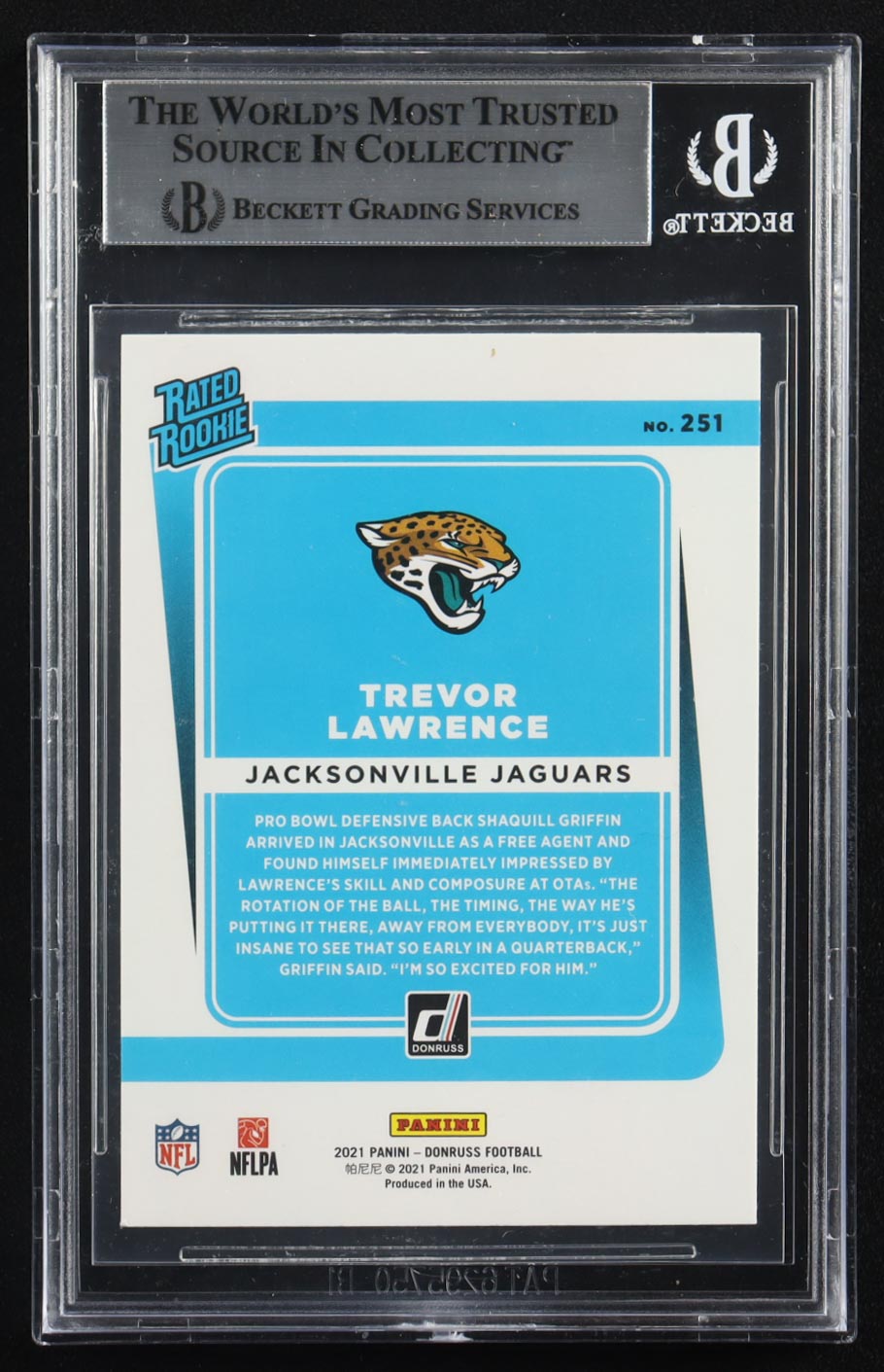 Trevor Lawrence 2021 Donruss #251 RR RC (BGS 9) at PristineAuction.com Trevor Lawrence 2021 Donruss #251 RR RC (BGS 9) at PristineAuction.com