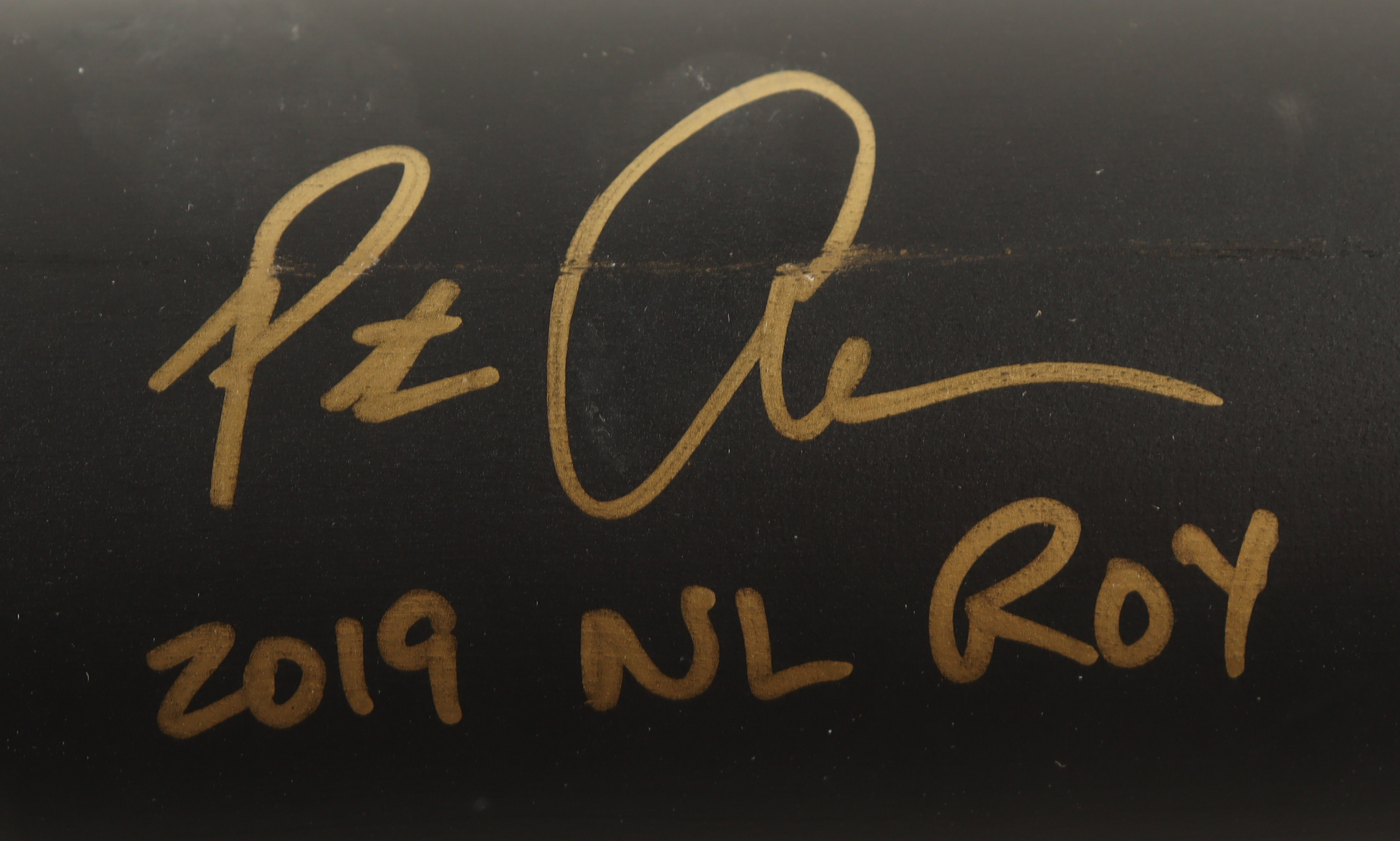 Pete Alonso Signed DTB Baseball Bat Inscribed "2019 NL ROY" (Fanatics & MLB) at PristineAuction.com Pete Alonso Signed DTB Baseball Bat Inscribed "2019 NL ROY" (Fanatics & MLB) at PristineAuction.com