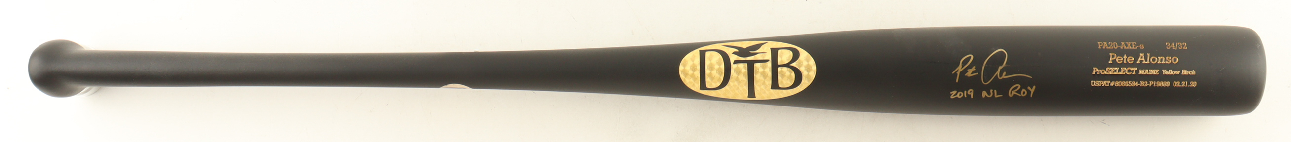 Pete Alonso Signed DTB Baseball Bat Inscribed "2019 NL ROY" (Fanatics & MLB) at PristineAuction.com Pete Alonso Signed DTB Baseball Bat Inscribed "2019 NL ROY" (Fanatics & MLB) at PristineAuction.com