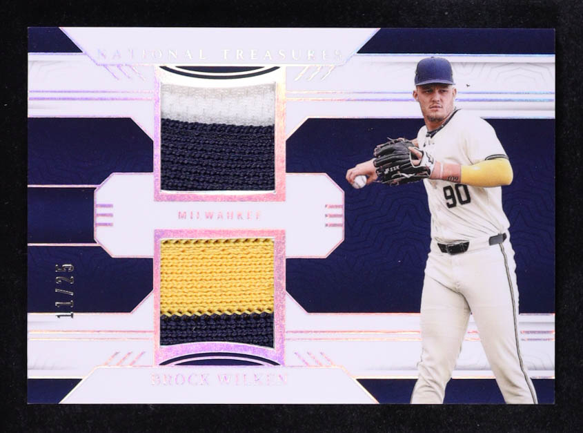 Brock Wilken 2024 Panini National Treasures Game Gear Dual Swatches Holo Silver #7 #11/25 RC at PristineAuction.com Brock Wilken 2024 Panini National Treasures Game Gear Dual Swatches Holo Silver #7 #11/25 RC at PristineAuction.com