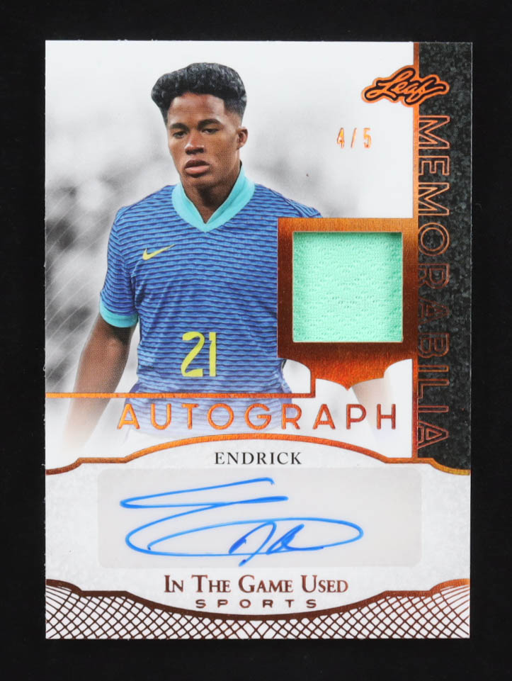 Endrick 2024 Leaf Memorabilia ITG Bronze Game-Used Patch Auto #IGA-E1 #4/5 at PristineAuction.com Endrick 2024 Leaf Memorabilia ITG Bronze Game-Used Patch Auto #IGA-E1 #4/5 at PristineAuction.com