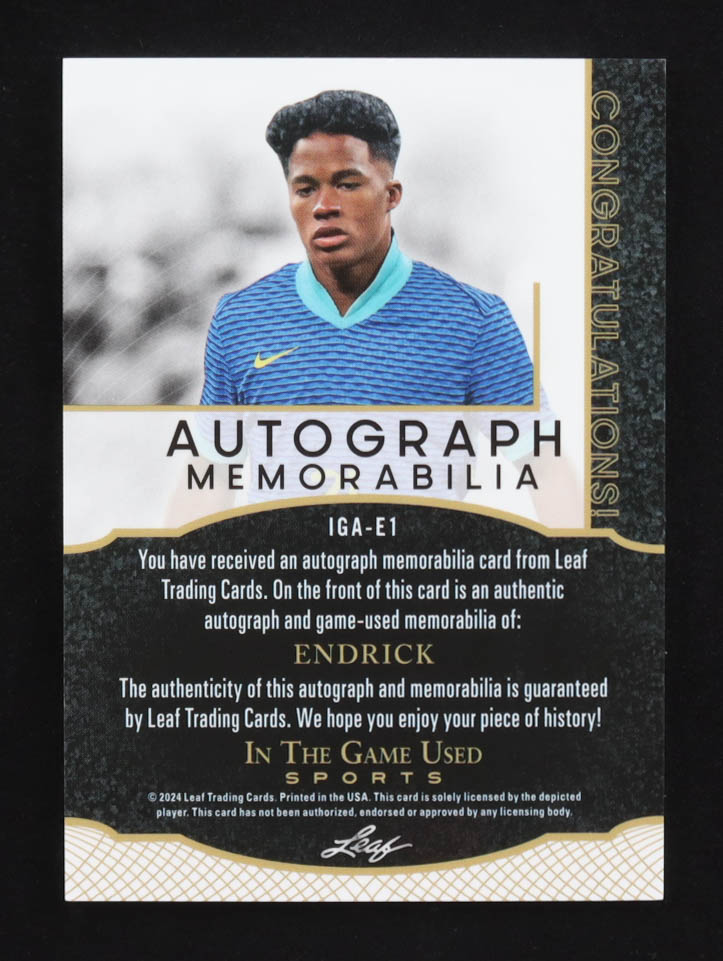 Endrick 2024 Leaf Memorabilia ITG Bronze Game-Used Patch Auto #IGA-E1 #4/5 at PristineAuction.com Endrick 2024 Leaf Memorabilia ITG Bronze Game-Used Patch Auto #IGA-E1 #4/5 at PristineAuction.com