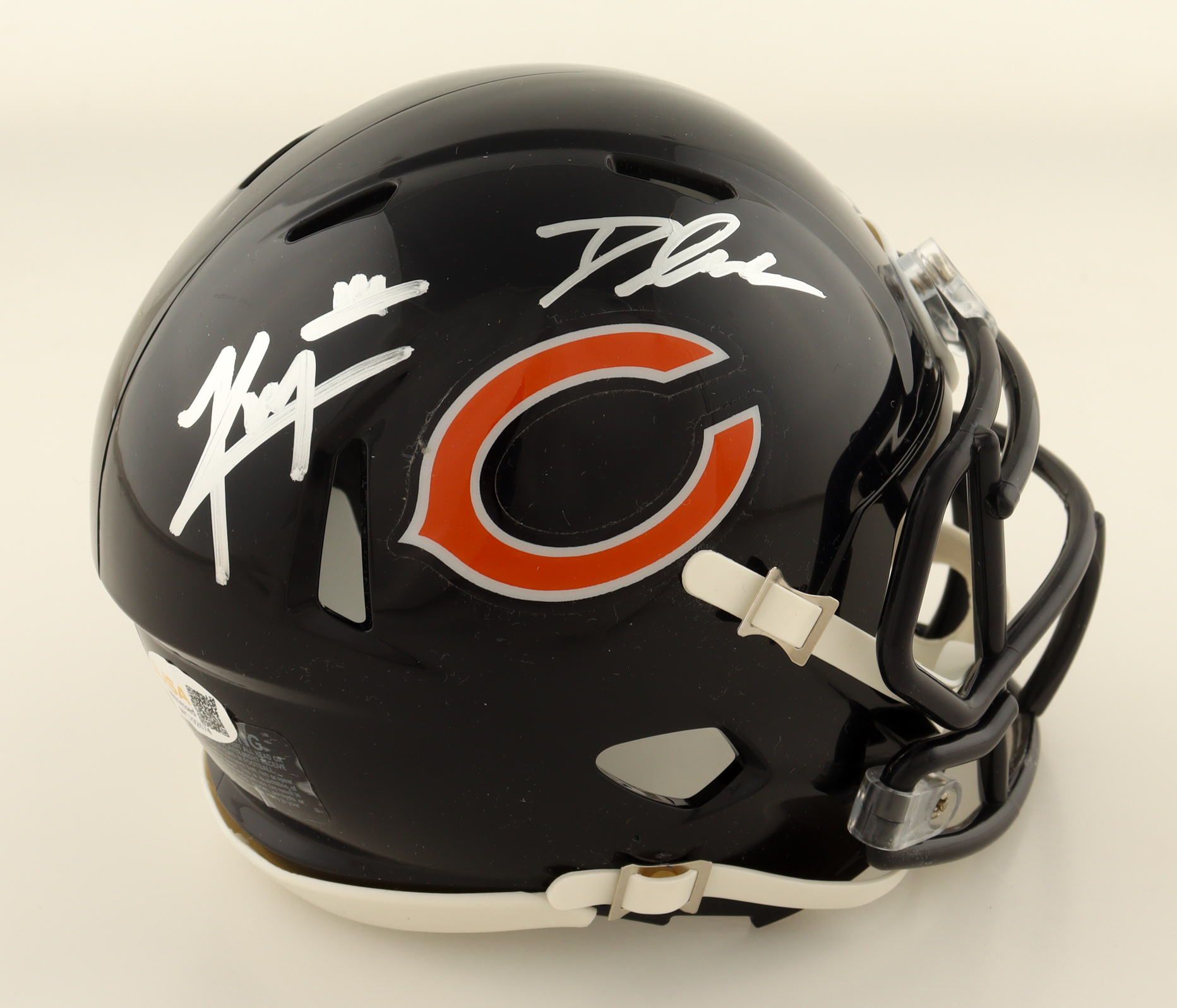 Kyle Monangai & D'Andre Swift Signed Bears Speed Mini Helmet (JSA) at PristineAuction.com Kyle Monangai & D'Andre Swift Signed Bears Speed Mini Helmet (JSA) at PristineAuction.com