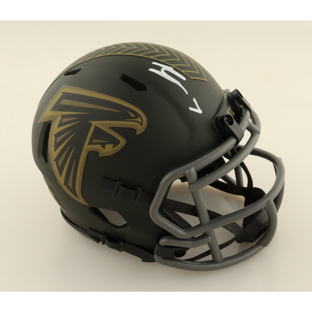Bijan Robinson Signed Falcons Salute to Service Alternate Speed Mini Helmet (Beckett) at PristineAuction.com