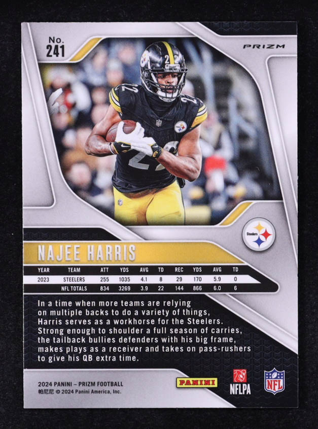 Najee Harris 2024 Panini Prizm Prizms Black and White Checker #241 at PristineAuction.com Najee Harris 2024 Panini Prizm Prizms Black and White Checker #241 at PristineAuction.com