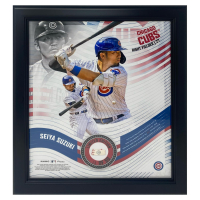 Seiya Suzuki Cubs LE Custom Framed Photo Display with Piece of Game-Used Baseball (MLB) at PristineAuction.com