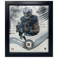 Josh Jacobs LE Raiders Custom Framed Photo Display with Game-Used Football Piece (Fanatics) at PristineAuction.com