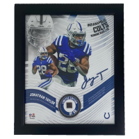 Jonathan Taylor LE Colts Custom Framed Photo Display with Game-Used Football Piece (Fanatics) at PristineAuction.com