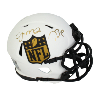 Tom Brady & Joe Montana Signed LE NFL Shield Logo Lunar Eclipse Alternate Speed Mini Helmet (Fanatics) at PristineAuction.com