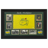 Jack Nicklaus Signed 2016 Masters Custom Framed Flag Display (JSA) at PristineAuction.com