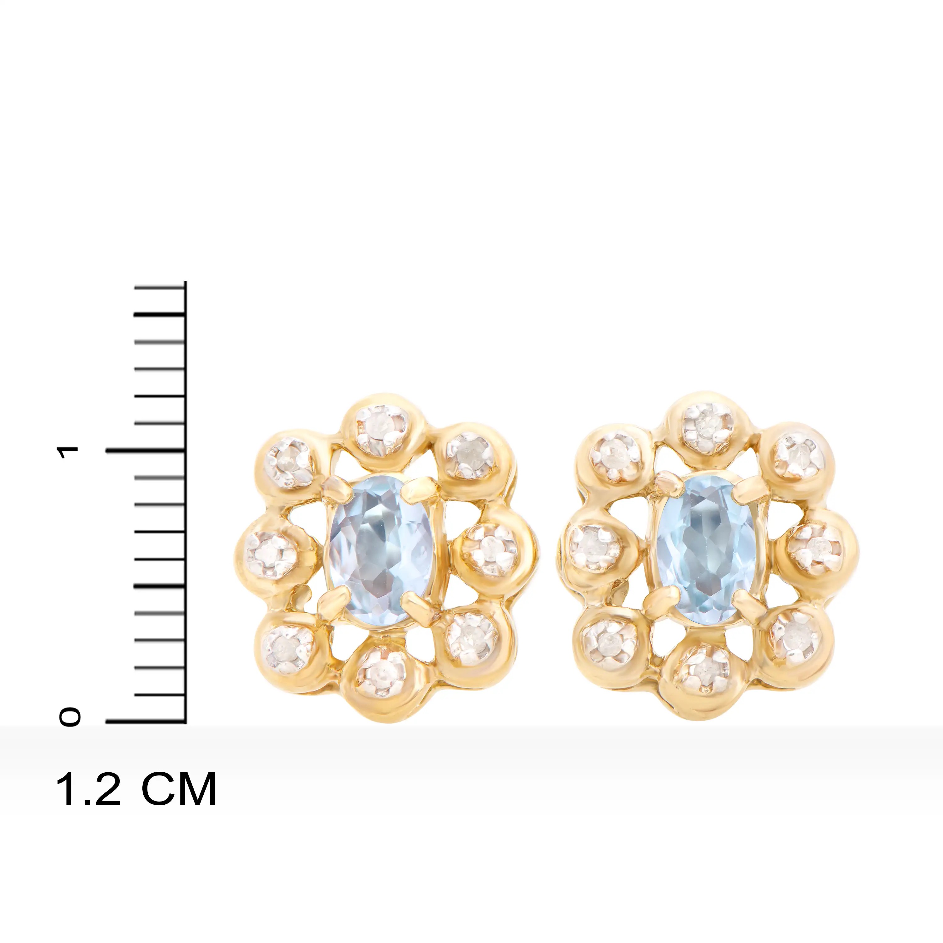 0.94 CTW Natural Acquamarine & Diamonds 18K Gold Plated Designer Earrings | Estimated Retail Value: $1,189 (AMG) at PristineAuction.com 0.94 CTW Natural Acquamarine & Diamonds 18K Gold Plated Designer Earrings | Estimated Retail Value: $1,189 (AMG) at PristineAuction.com