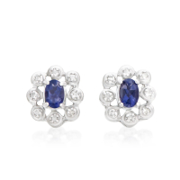 0.94 CTW Natural Iolite & Diamonds Rhodium Gold Plated Designer Earrings | Estimated Retail Value: $1,219 (AMG) at PristineAuction.com