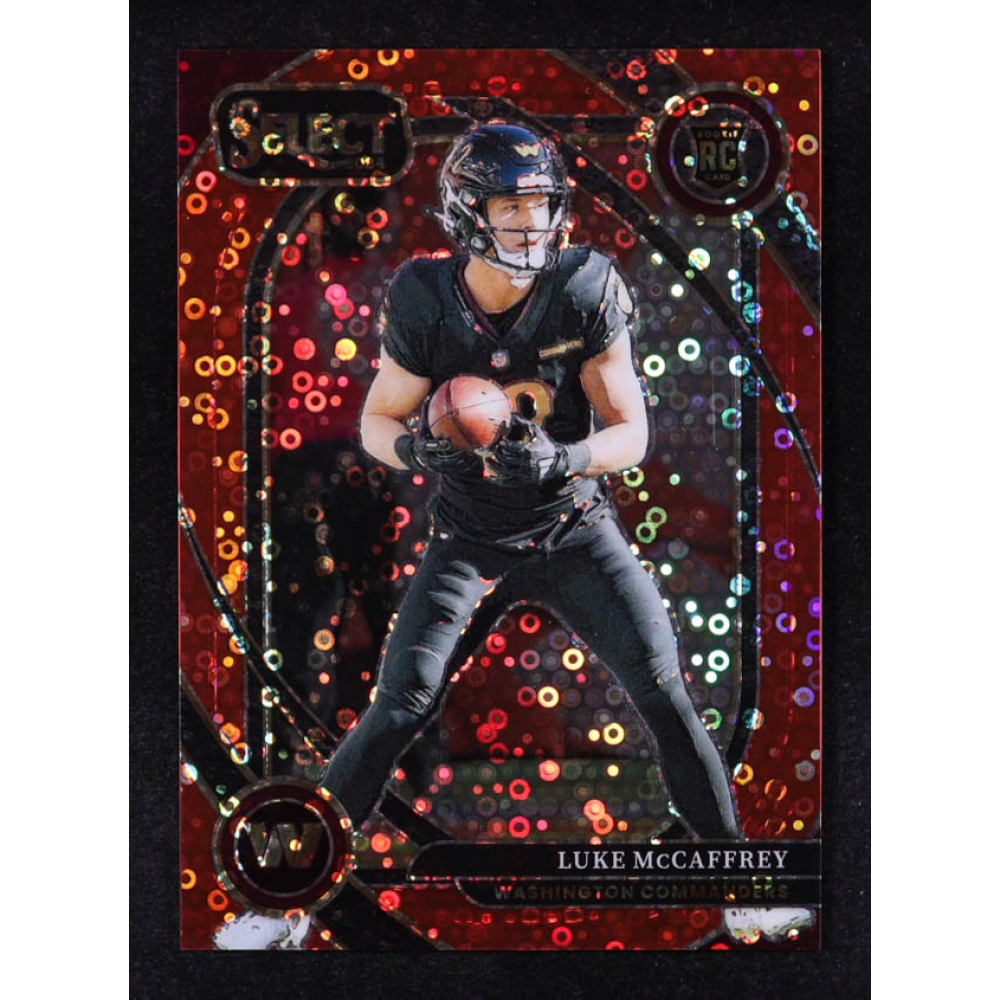 Luke McCaffrey 2024 Select Prizm Red Disco #279 #07/49 RC at PristineAuction.com