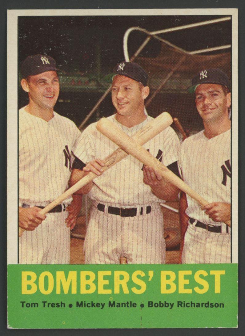 Tom Tresh / Mickey Mantle / Bobby Richardson 1963 Topps Bomber's Best #173 at PristineAuction.com Tom Tresh / Mickey Mantle / Bobby Richardson 1963 Topps Bomber's Best #173 at PristineAuction.com
