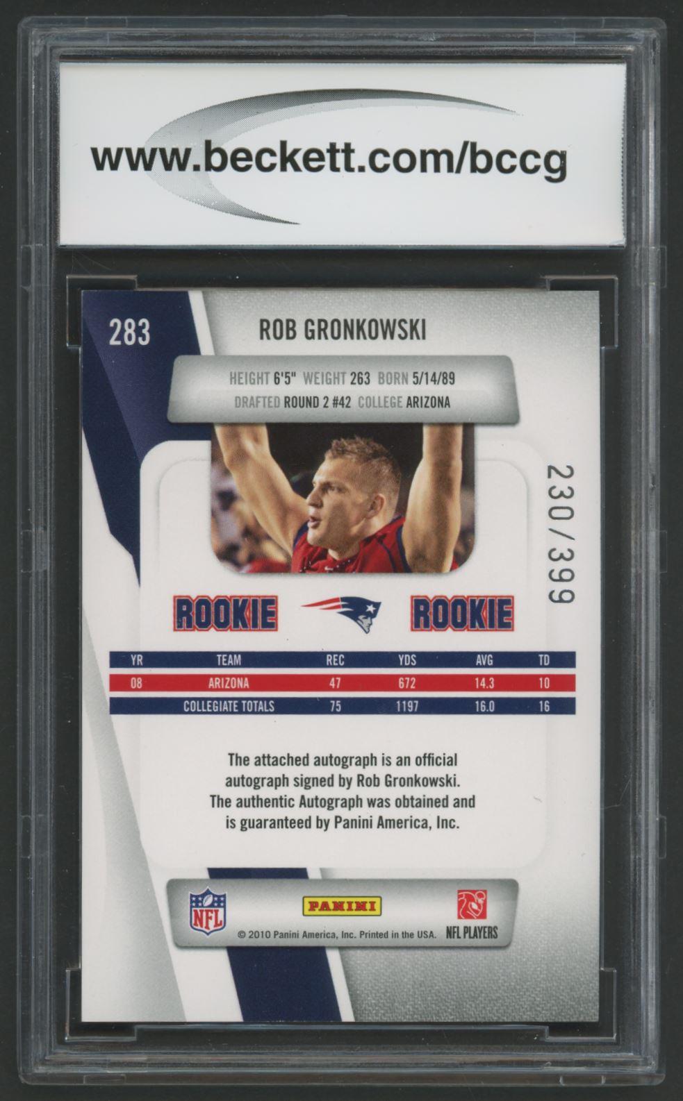 Rob Gronkowski 2010 Prestige Draft Picks Rights Autographs #283 #230/399 (BCCG 10) at PristineAuction.com Rob Gronkowski 2010 Prestige Draft Picks Rights Autographs #283 #230/399 (BCCG 10) at PristineAuction.com