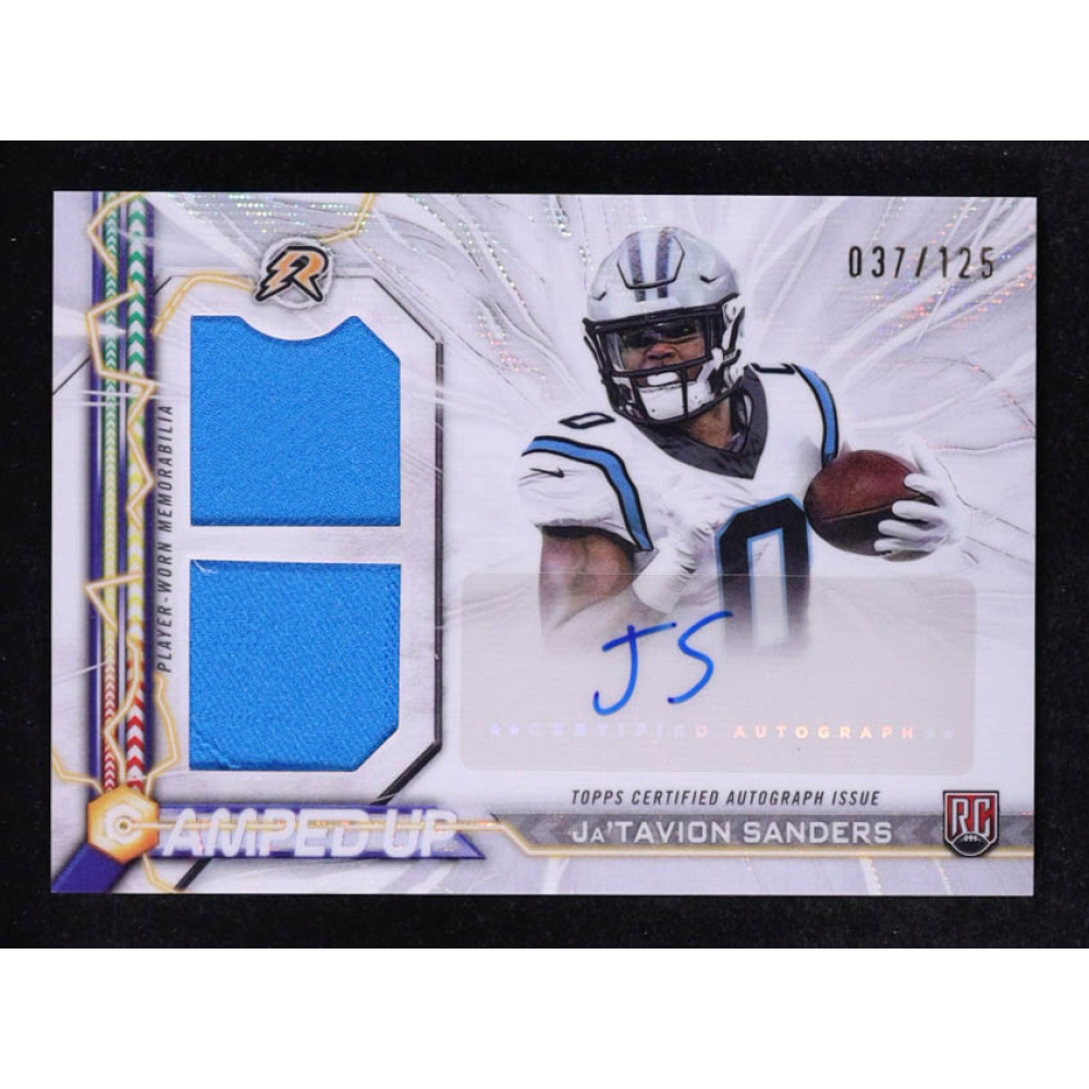 Ja'Tavion Sanders 2024 Topps Resurgence Amped Up Rookie Patch Autographs White Surge #AUJS #037/125 RC at PristineAuction.com