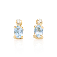 0.84 CTW Natural Acquamarine & Diamonds 18K Gold Plated Designer Earrings | Estimated Retail Value: $1,189 (AMG) at PristineAuction.com