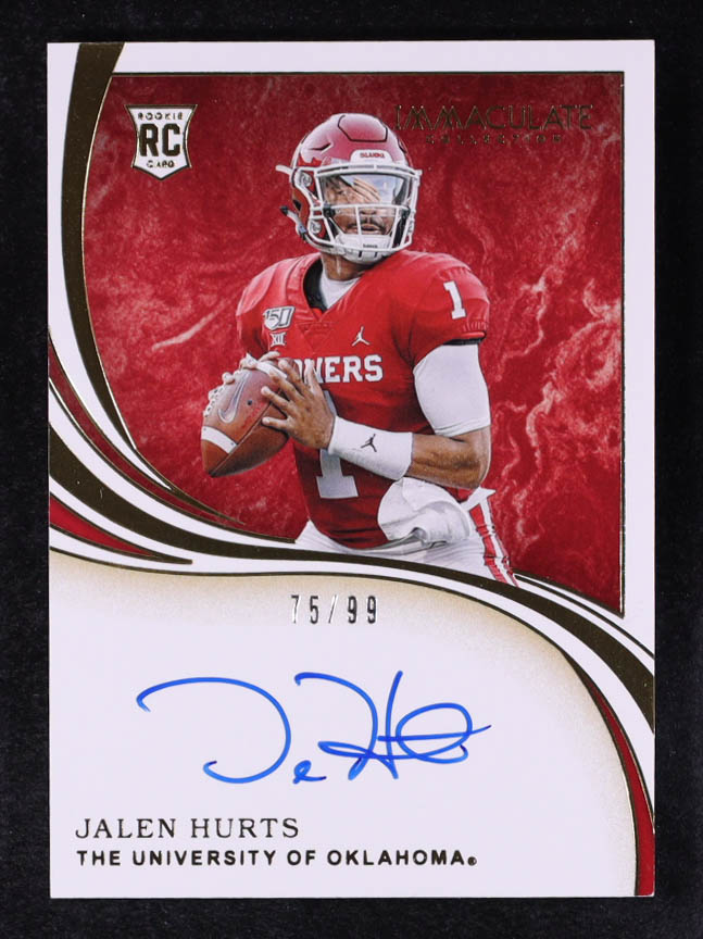 Jalen Hurts 2020 Immaculate Collection Collegiate Autographs #133 RC #75/99 at PristineAuction.com Jalen Hurts 2020 Immaculate Collection Collegiate Autographs #133 RC #75/99 at PristineAuction.com