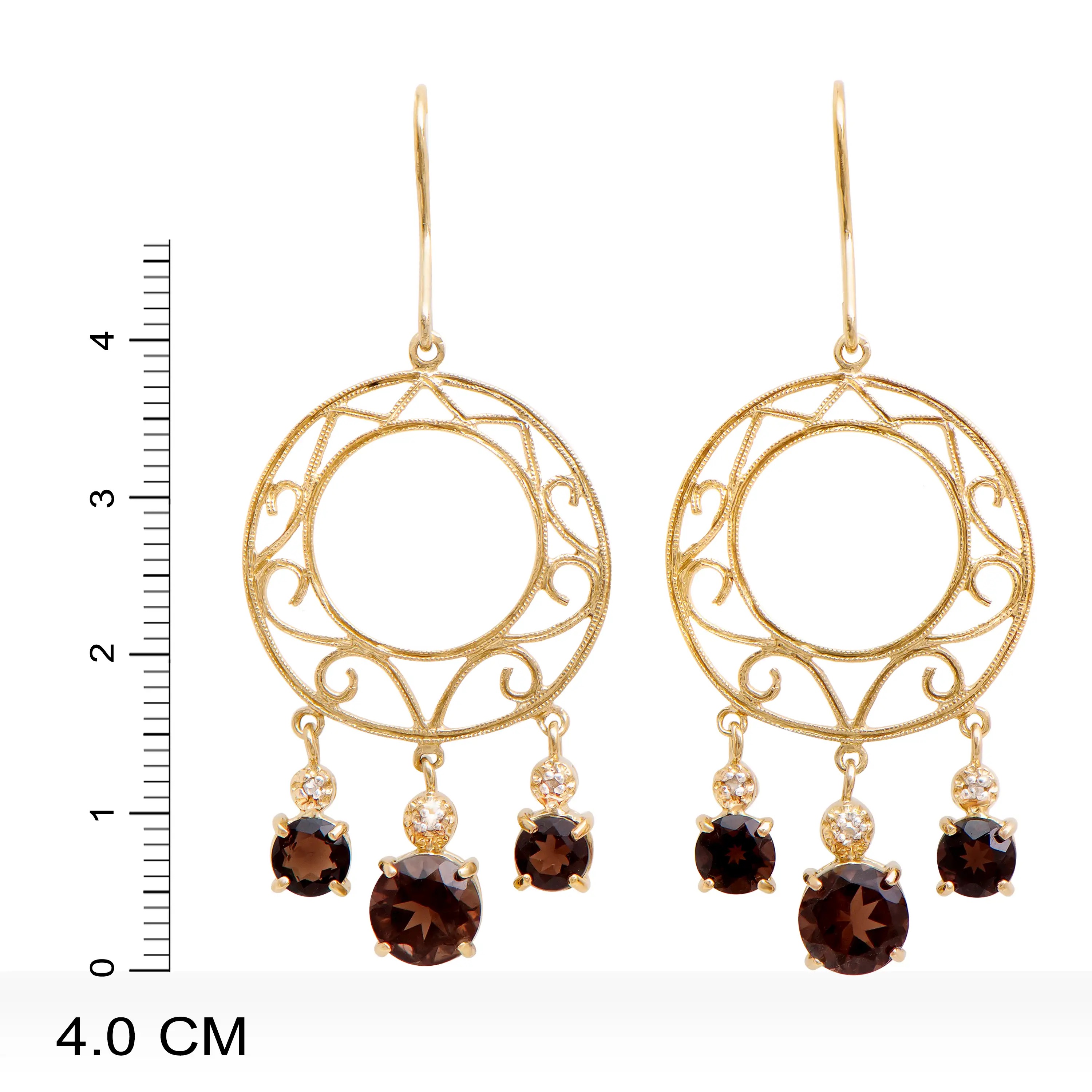 3.85 CTW Natural Smoky Quartz & Diamonds 18K Gold Plated Designer Earrings | Estimated Retail Value: $1,219 (AMG) at PristineAuction.com 3.85 CTW Natural Smoky Quartz & Diamonds 18K Gold Plated Designer Earrings | Estimated Retail Value: $1,219 (AMG) at PristineAuction.com